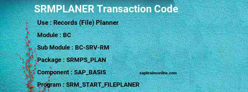 SAP SRMPLANER transaction code