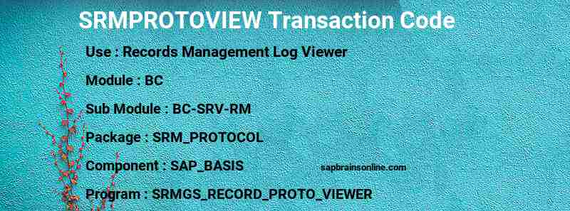SAP SRMPROTOVIEW transaction code