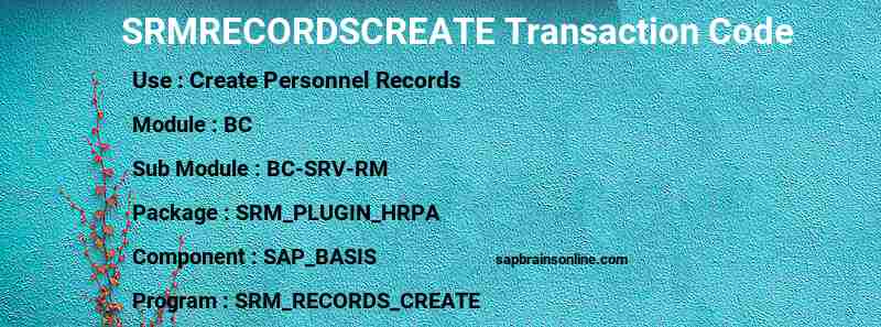 SAP SRMRECORDSCREATE transaction code