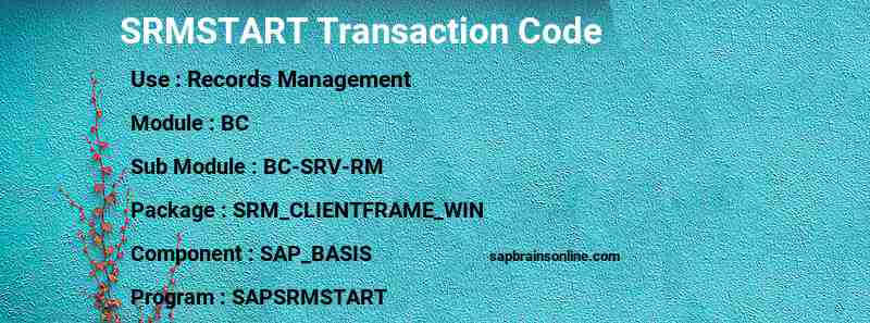SAP SRMSTART transaction code