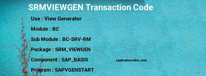 SAP SRMVIEWGEN transaction code