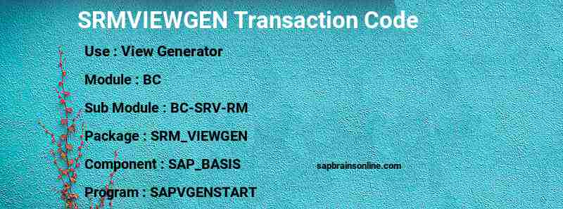 SAP SRMVIEWGEN transaction code