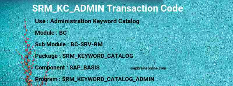 SAP SRM_KC_ADMIN transaction code