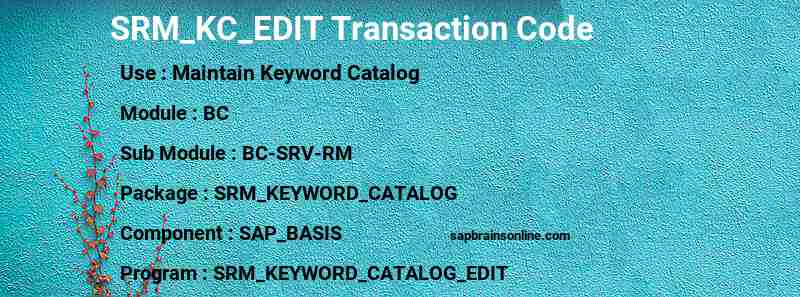 SAP SRM_KC_EDIT transaction code