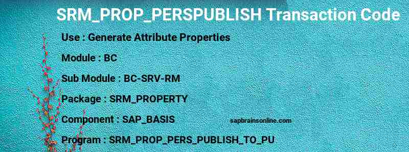 SAP SRM_PROP_PERSPUBLISH transaction code