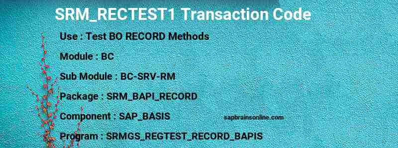 SAP SRM_RECTEST1 transaction code