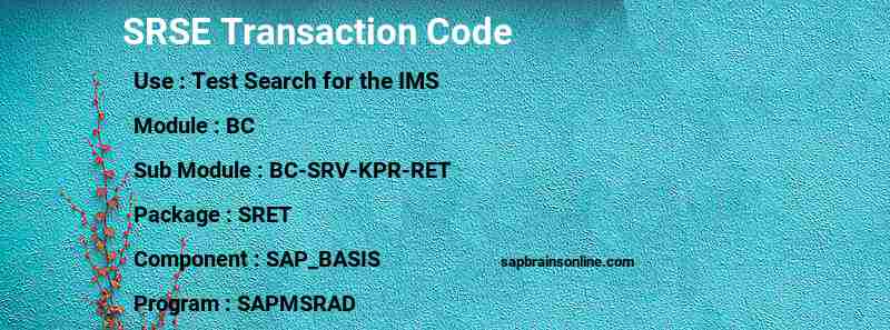 SAP SRSE transaction code