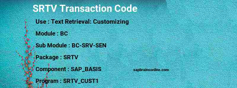 SAP SRTV transaction code
