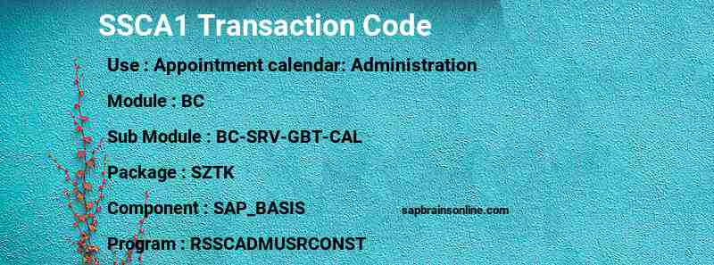SAP SSCA1 transaction code