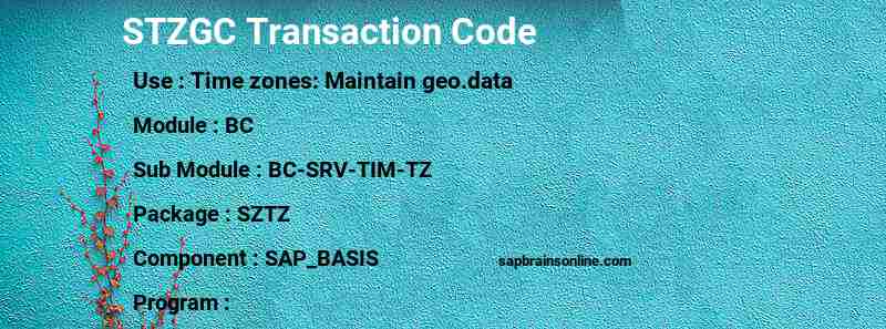 SAP STZGC transaction code