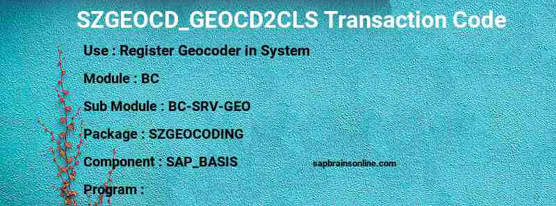 SAP SZGEOCD_GEOCD2CLS transaction code