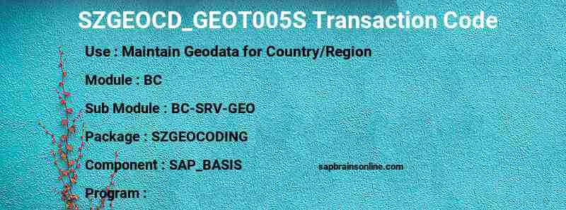 SAP SZGEOCD_GEOT005S transaction code