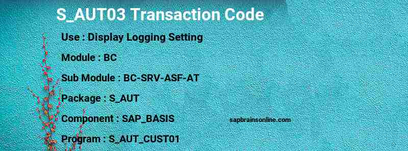SAP S_AUT03 transaction code