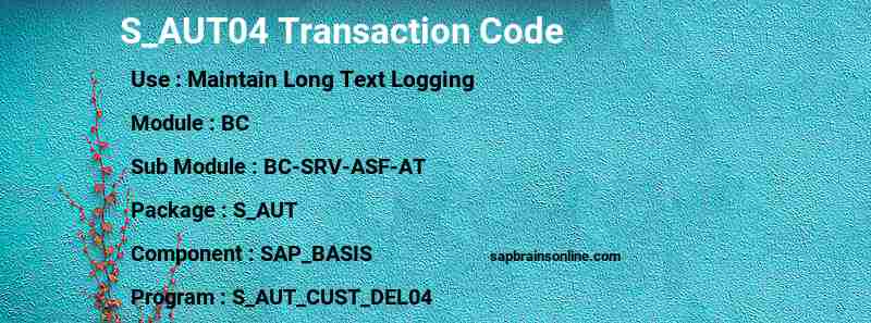 SAP S_AUT04 transaction code