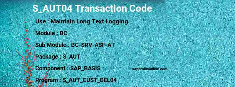 SAP S_AUT04 transaction code