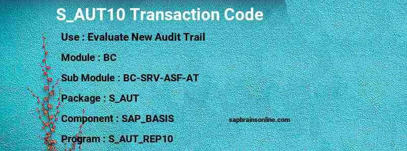 SAP S_AUT10 transaction code