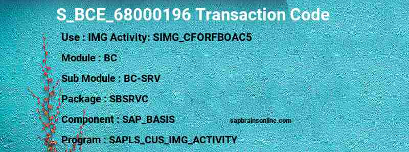 SAP S_BCE_68000196 transaction code