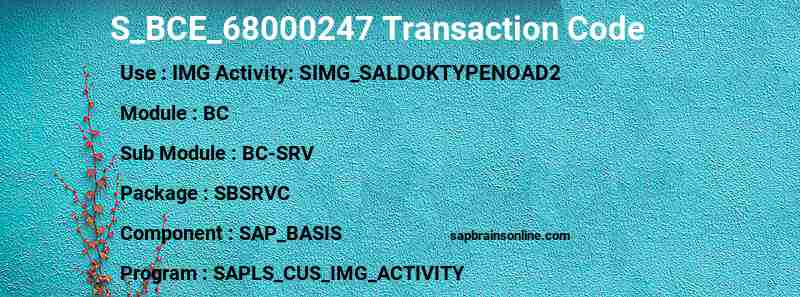 SAP S_BCE_68000247 transaction code