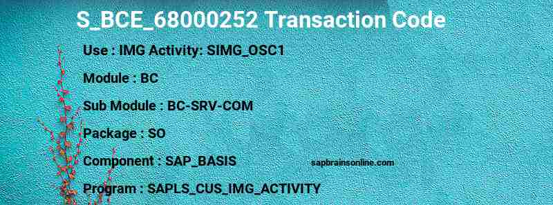 SAP S_BCE_68000252 transaction code