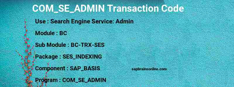 SAP COM_SE_ADMIN transaction code