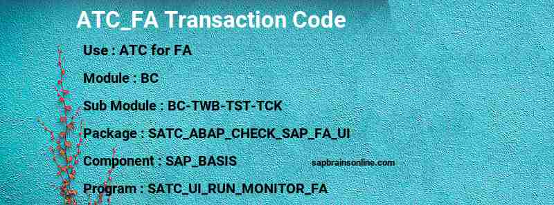 SAP ATC_FA transaction code