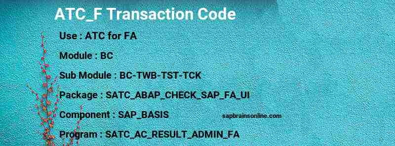 SAP ATC_F transaction code
