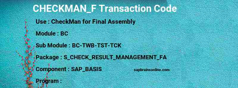 SAP CHECKMAN_F transaction code