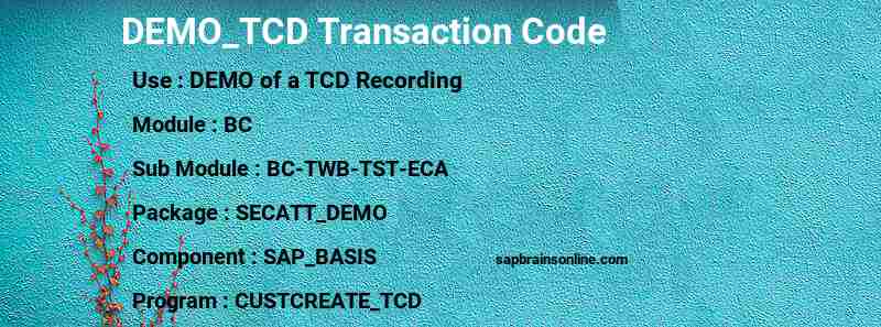 SAP DEMO_TCD transaction code