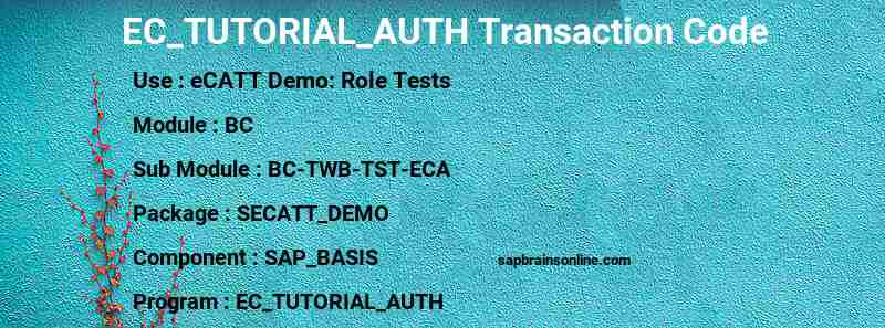 SAP EC_TUTORIAL_AUTH transaction code