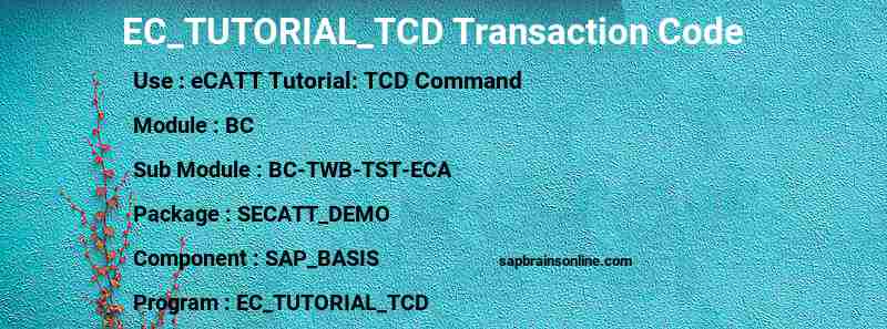 SAP EC_TUTORIAL_TCD transaction code