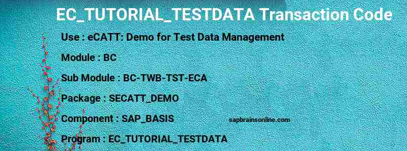 SAP EC_TUTORIAL_TESTDATA transaction code