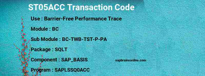 SAP ST05ACC transaction code