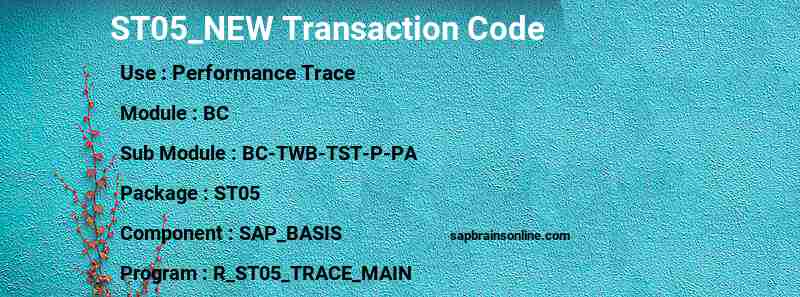 SAP ST05_NEW transaction code