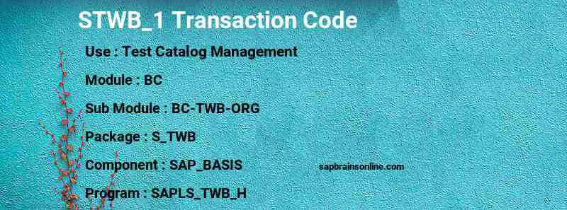 SAP STWB_1 transaction code
