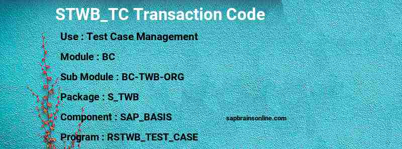 SAP STWB_TC transaction code