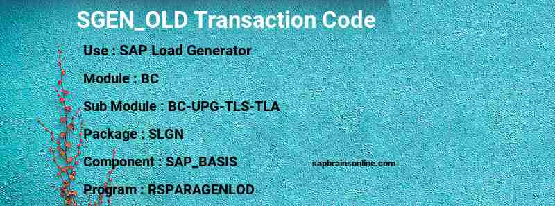 SAP SGEN_OLD transaction code