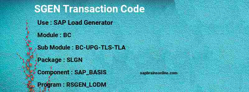 SAP SGEN transaction code