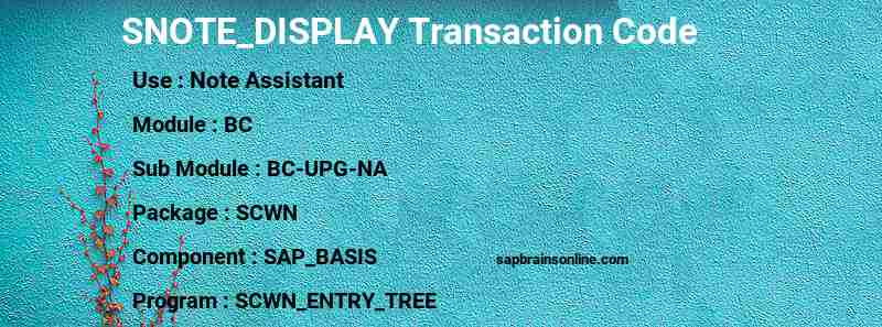 SAP SNOTE_DISPLAY transaction code