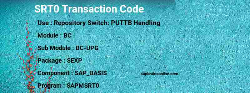 SAP SRT0 transaction code