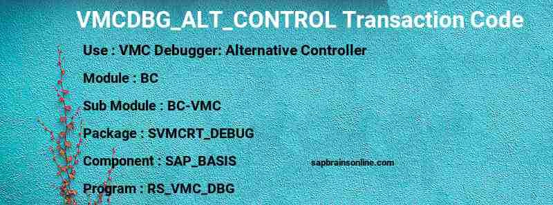 SAP VMCDBG_ALT_CONTROL transaction code
