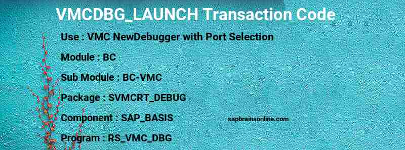SAP VMCDBG_LAUNCH transaction code