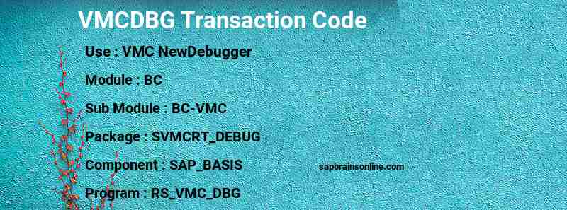 SAP VMCDBG transaction code