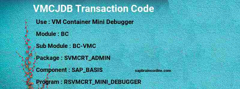 SAP VMCJDB transaction code