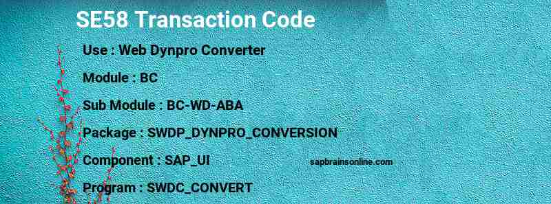 SAP SE58 transaction code