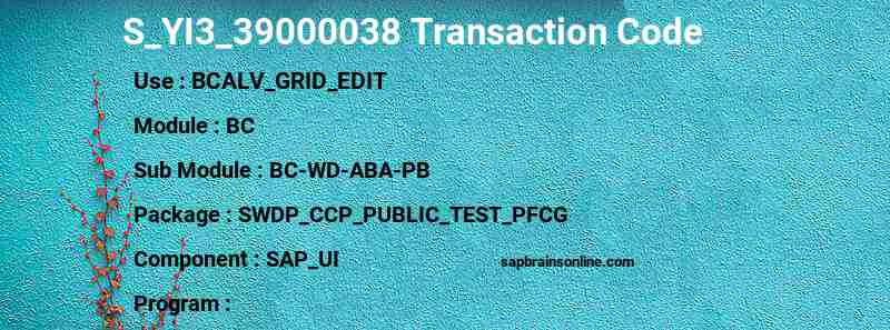 SAP S_YI3_39000038 transaction code