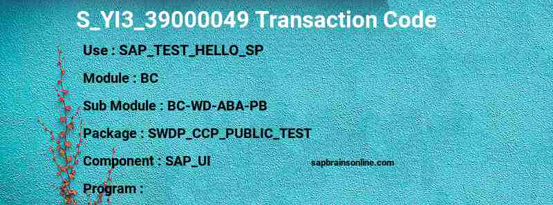 SAP S_YI3_39000049 transaction code