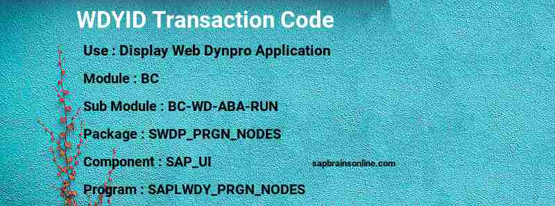 SAP WDYID transaction code