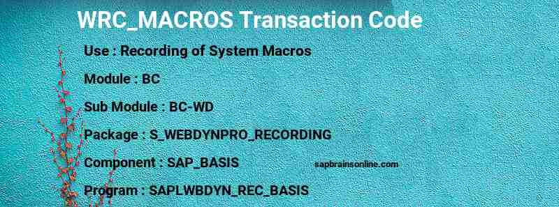 SAP WRC_MACROS transaction code
