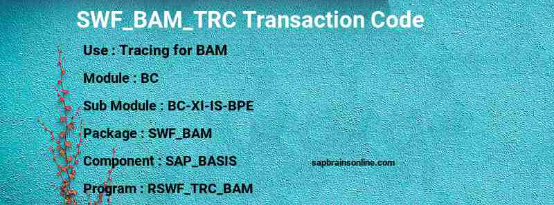 SAP SWF_BAM_TRC transaction code