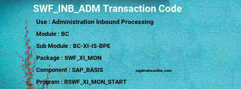 SAP SWF_INB_ADM transaction code